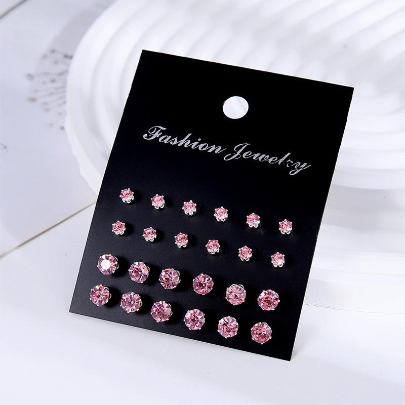 12/1 Pairs Shiny Zircon Stud Earrings Set For Women Men Daily Versatile Chic Color Crystal Ear Jewelry Gifts Accessorie