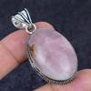 Rose Quartz Gemstone Handmade 925 Sterling Silver Jewelry Pendant 2.05" M9s26