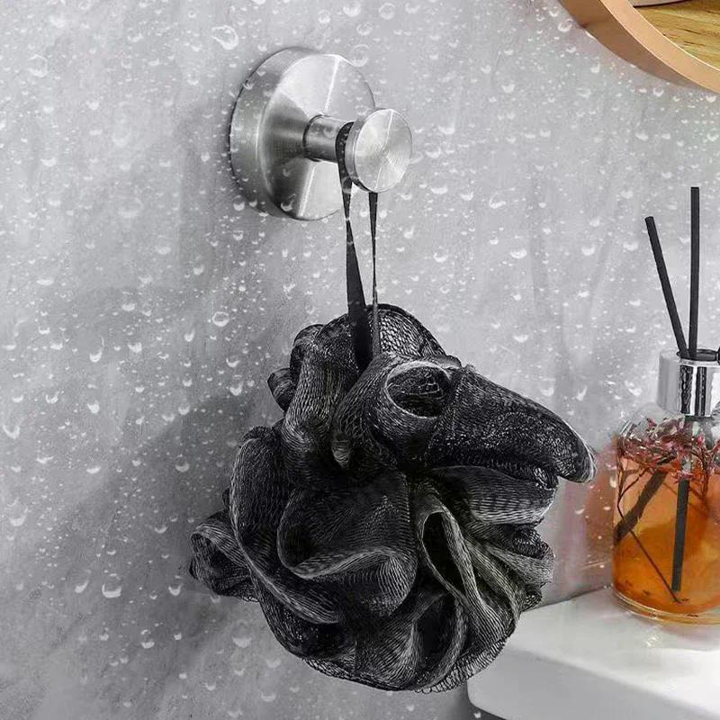 Stainless steel suction cup hook, shower bathroom hanging towel hook, used for glass shower doors, ceramic tiles, mirrors