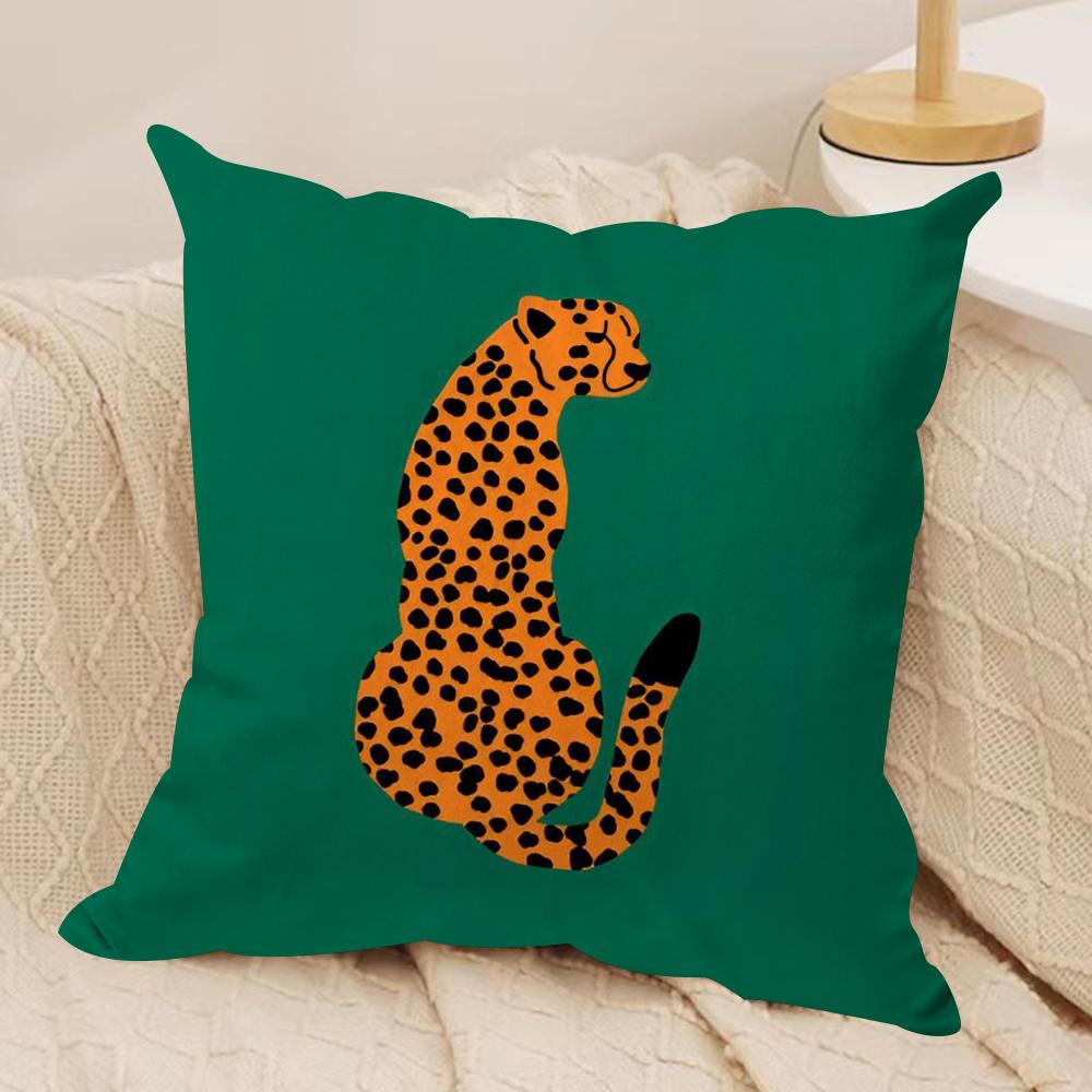 Animal leopard Cushion Cover Silky Short Plush Double-Sided Printed Pillow Case for Sofa All Seasons Home Decor Gift