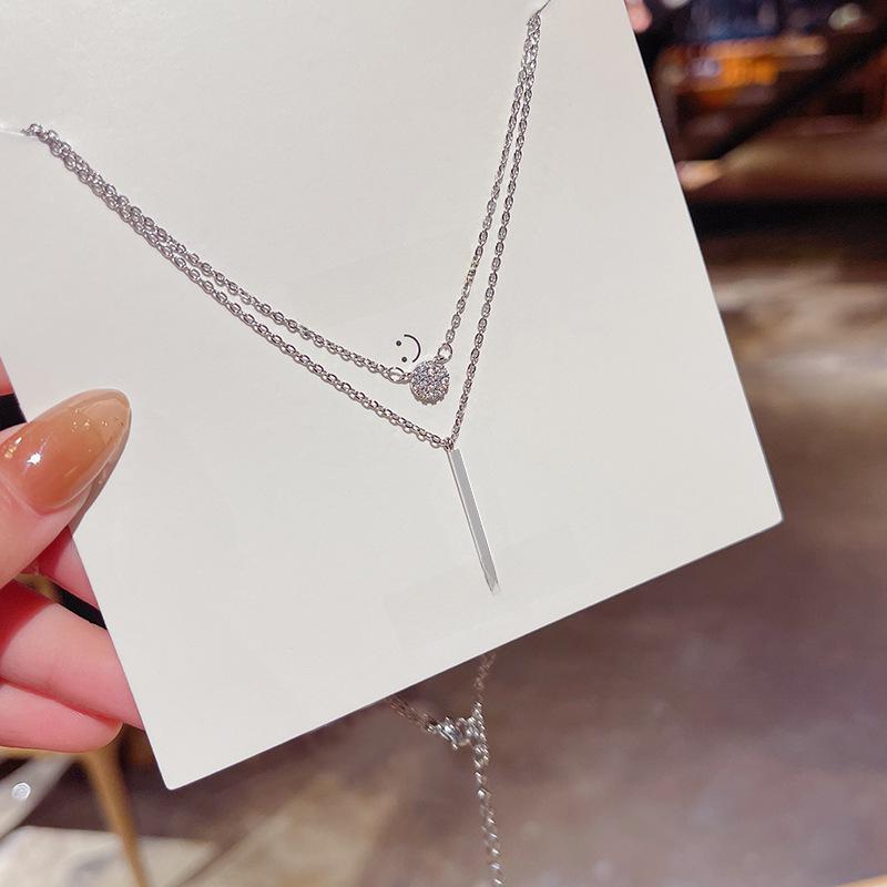 2021 Korean Double-Layer Titanium Steel Necklace - Trendy Cold Style Clavicle Chain