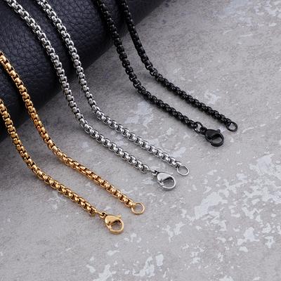 Stainless Steel Necklace Square Pearl Chain Men'S And Women'S Titanium Steel Necklace, Accessories, Necklaces