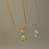 Kleurvast Waterdruppel Halsketting Olijfgroen Franse Vintage Ketting Meisjes