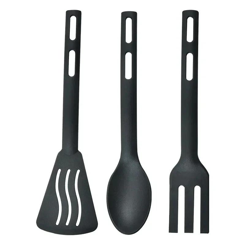 3PCS Mini Nylon Kitchen Utensils Set For Kids Kitchen Cooking Tools  Slotted Turner Solid Spoon Fork Spade Fork Spoon Dinnerware