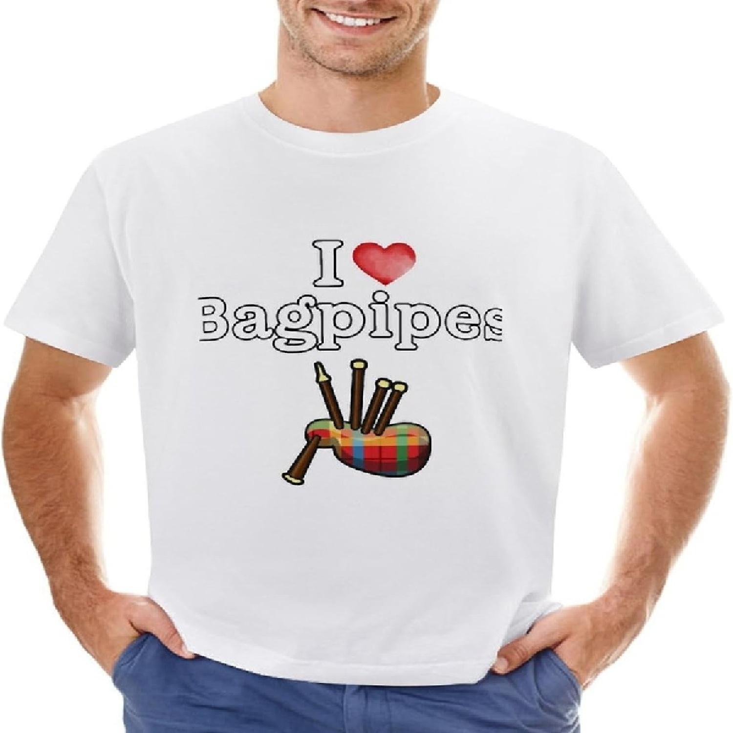 RightMea I Love Bagpipes Shirt Mens Music Instrument Musical T Shirt Bagpipes T-Shirt, S