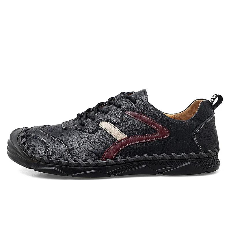 Men Durable And Waterproof Handmade Comfortable Classic Stylish Walk Work Travel Leather Flat Casual Shoes For All Seasons