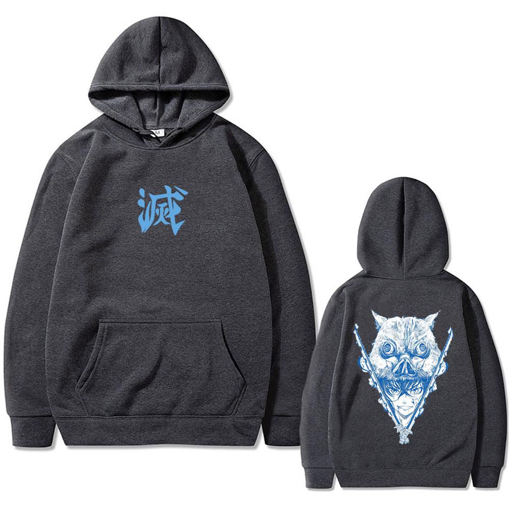 Anime Demon Slayer Hashibira Inosuke Graphic Hoodie Men Women Casual Vintage Oversized Streetwear Unisex Fleece Hoodies