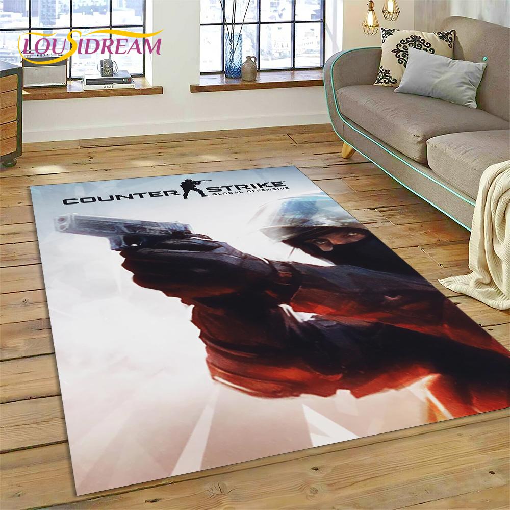 CS GO, Counter Strike Spiel Gamer HD Teppich für Wohnzimmer Schlafzimmer Dekoration, Bodenteppich rutschfeste Dekoration für Sofa Fußmatte Geschenk