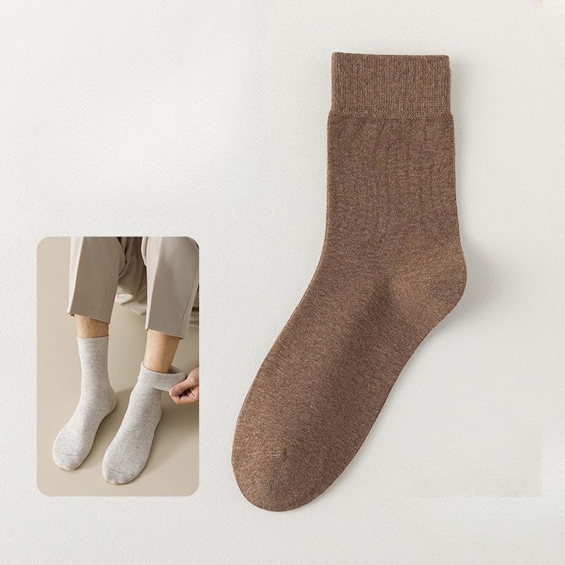 

Men s Spring-Autumn Mid-Calf Sweater Cotton Socks with Wicking and Antimicrobial Properties, Pure Color, Business Use 1 pair