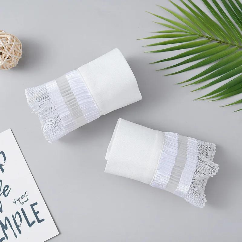 

1 пара женских накладных рукавов для девочек, черные, белые, для свитера, кружевные, с цветочной вышивкой, плиссированные, согревающие запястья, накладные манжеты, женские накладные манжеты One Size