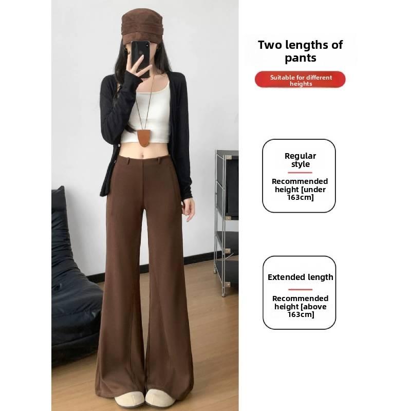 Flared Pants For Women With Plush Fleece Material Casual Long Trousers For Spring