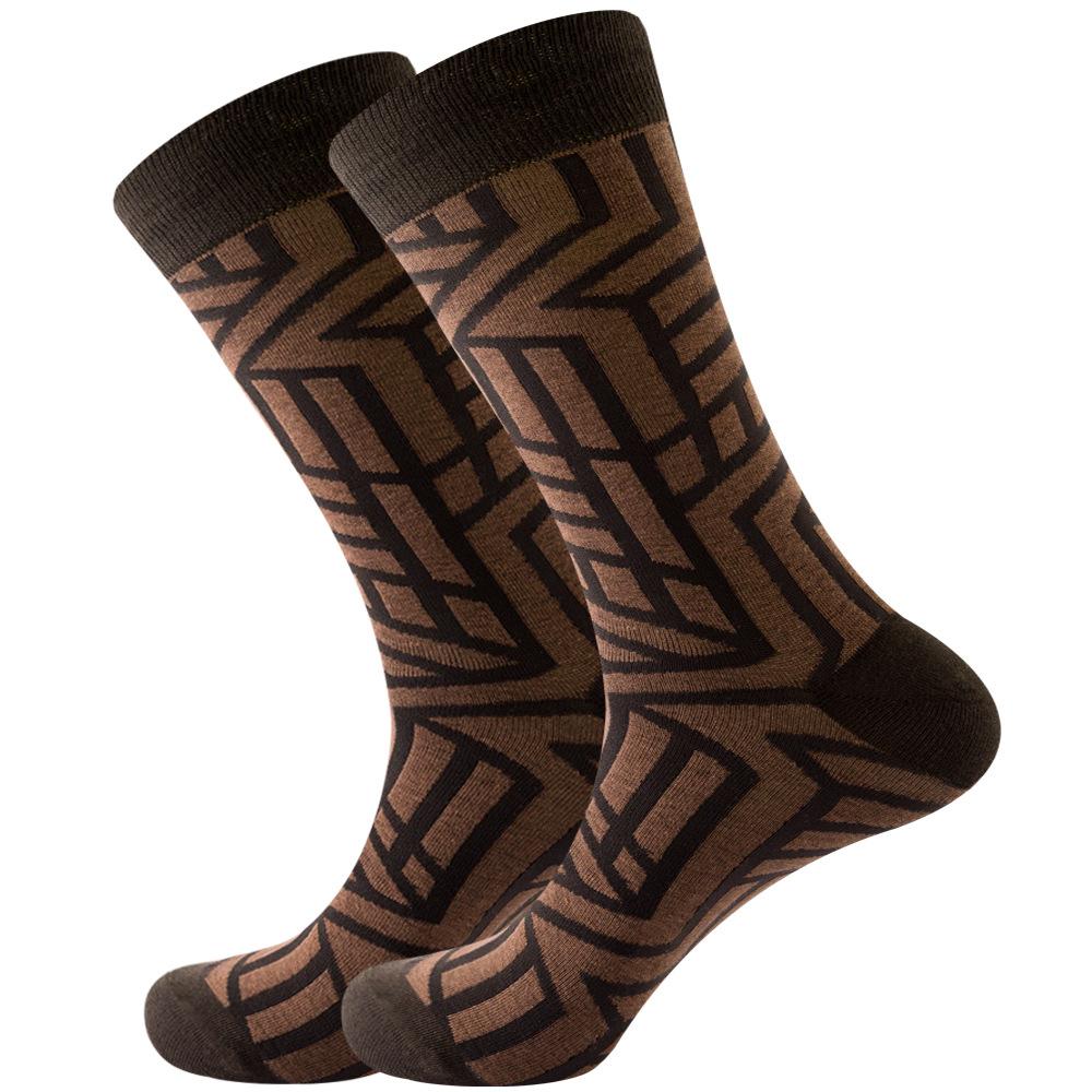 Socks Men's Latest Design Middle Tube Socks Autumn Socks Quality Business Geometric Lattice Colorful Mens Cotton Socks