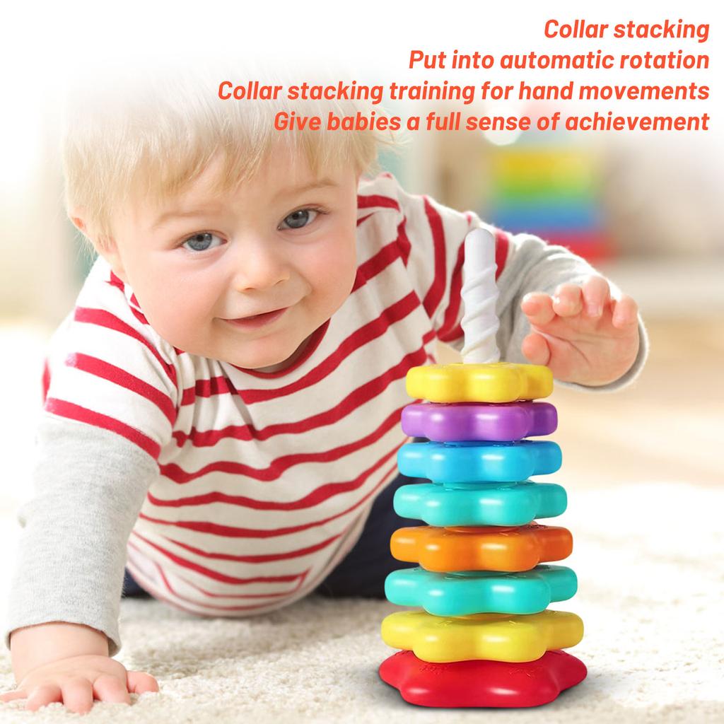 Stacking Ring Toy for Toddlers Early Learning Educational Baby Toy Developmental Skills Building and Hand Eye Coordination Activity