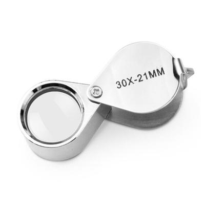 30x Stainless Steel Handheld Folding Magnifier with Glass Lens for Jewelry and Coin Antiques