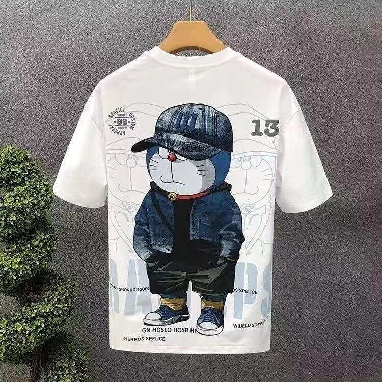 Cool Handsome Cartoon Printed Men'S Short-Sleeved T-Shirt Summer Half-Sleeved Men'S Clothing Handsome Trendy T-Shirt Men'S Top
