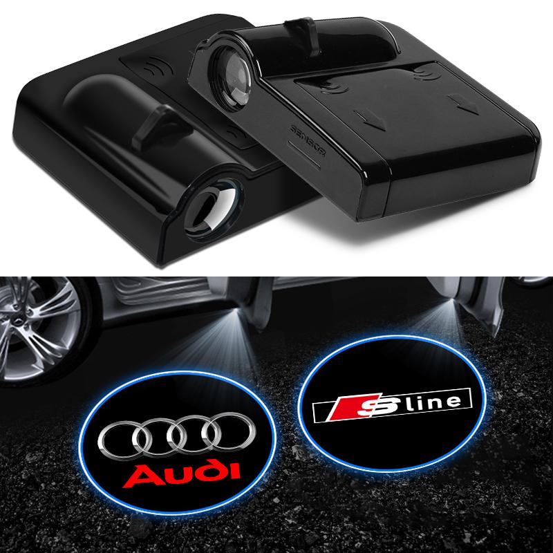 2Pcs Car LED Courtesy Light Ghost Shadow Projector Emblem Lamp For 3s A6 Q3 A3 B5 B6 B7 B8 B9 Q7 8P 8V 8L A5 A4 C6 C5 C7 4Fs3