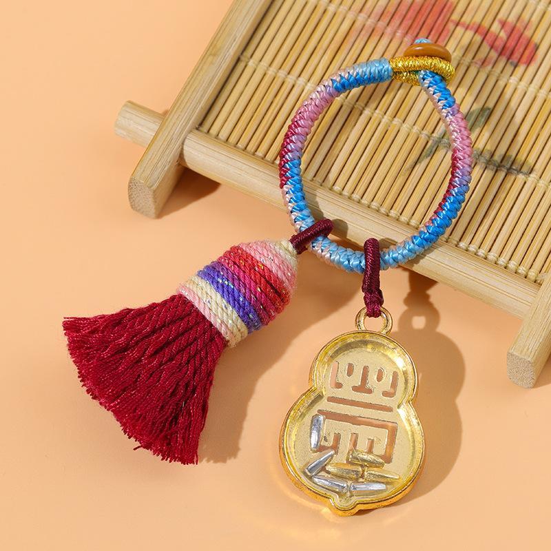 1Pcs Chinese Style Gourd Shape Bag Decor Acrylic Material Festive Gift Good Luck Keychain Pendant Harmonious And Prosperous