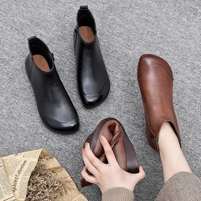 Designer Autumn Vintage Suede Women Ankle Boots Ladies Concise Pointed Toe Thick Heel Short Botas Zapatos De Mujer