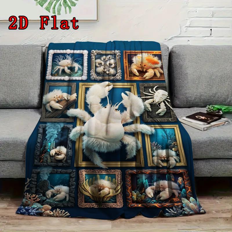 Furry Crab Gallery 2D Flat Pattern Flannel Blanket, High quality All Seasons, Home Decor, Warmth and Comfort, Perfect for Christmas Gifts.