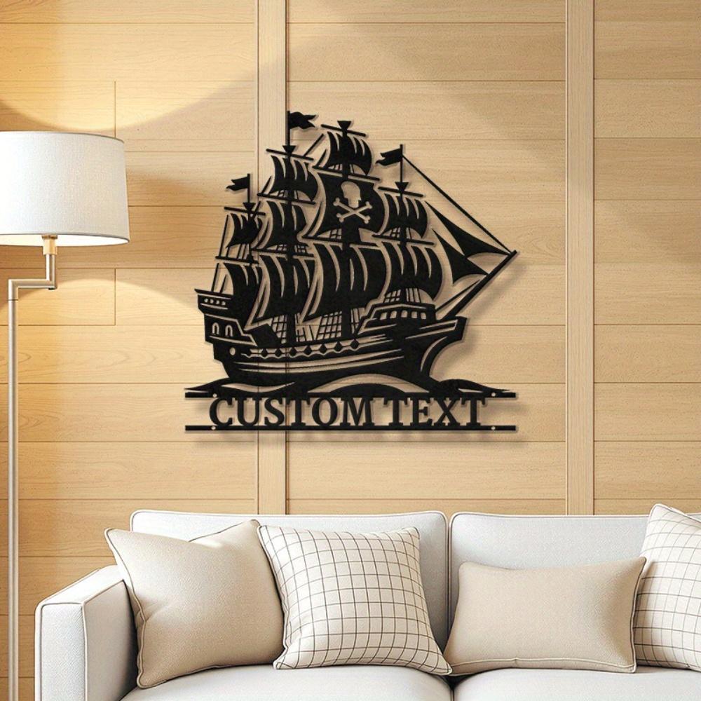 Unique Custom Pirate Ship Metal Wall Art Personalized Maritime Sign Home Decor