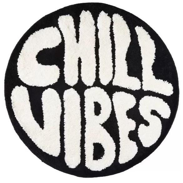 Soft Fluffy round Tufted Rug with Letters Aesthetic Bedside Carpet Anti-Slip Floor Mat for Bedroom Sofa Living Room Home Decor