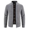 Velvet Thickened Full-Zip Cardigan Sweater with Stand Collar - Large Size, Perfect for Autumn and Winter Warmth
