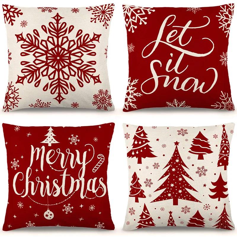 New Christmas Pillow Cover, Deer Snow Festival Decoration, Home Sofa, Living Room Pillow, Cushion Cover