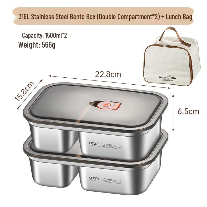 Fangeau Ceramic Double-Layer 4-Compartment Bento Lunch Box