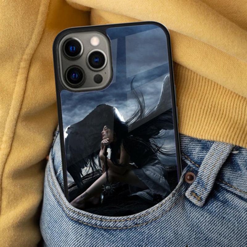 Fantasy Angel Girl Wings Soft Phone Case for iPhone 17 Air 16e Pro Max 15 Pro 13 14 Plus 11 12 MagSafe Magnetic Coque