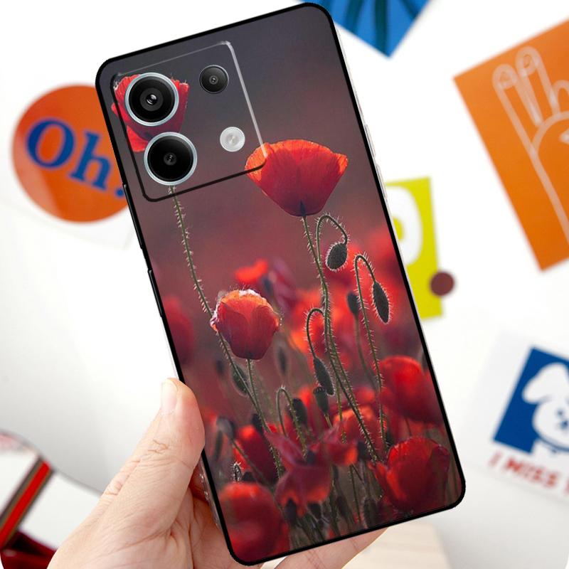 Red Corn Poppy Flower Funda For Xiaomi Redmi Note 14 10 11 12 13 Pro 11S 12S Case For Redmi 15 15C 13C 12C 10C 14C