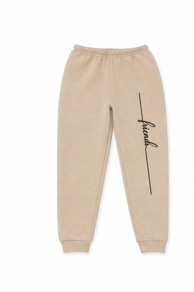 Children' Warm Tracksuit Set 116 Two-Piece With Print Beige