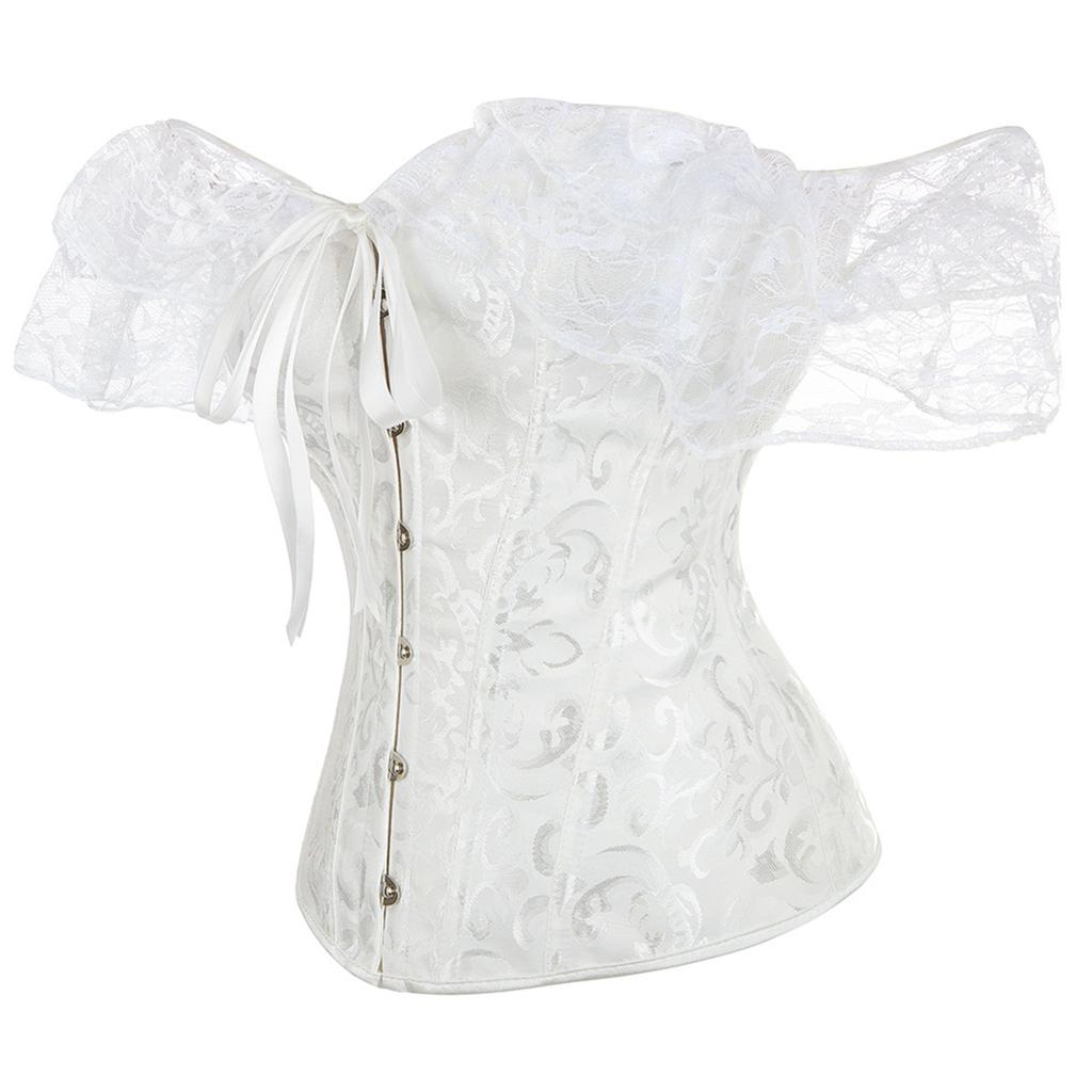 Breathable Polyester Lace Corset Top Adjustable Ties And Elegant Off Shoulder Design Traditional Blossomy Bustier Top
