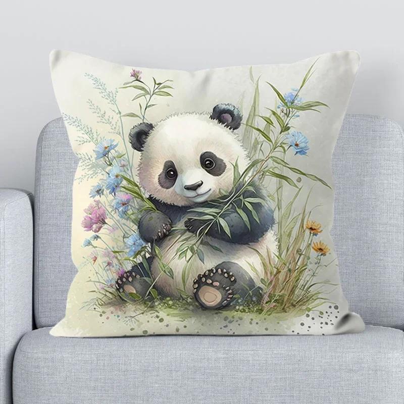 Cute Panda Pillowcase 40*40 Decorative Pillowcases Pillows for Bedroom Bed Cushion Cover 45x45cm Car Sofa Cushions Covers Pillow