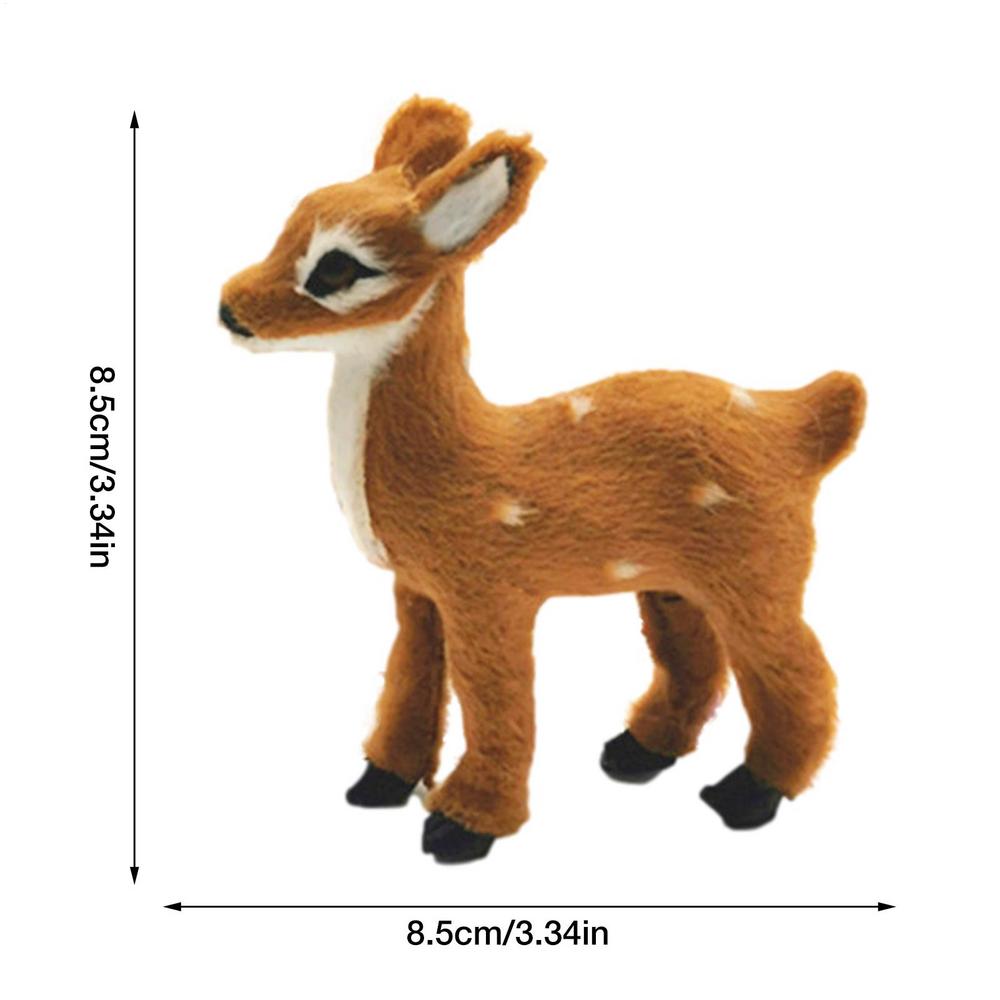 1pc Simulation Plush Sika Deer Reindeer Lovely Animal Xmas Home Decor Standing Miniatures Christmas Elk Scene Arrangement Props