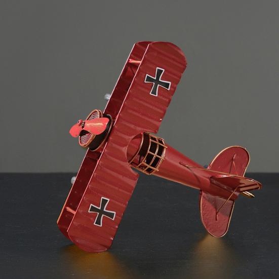 Iron Airplane Model Vintage Biplane Tabletop Ornament Collectible Mini Glider Biplane