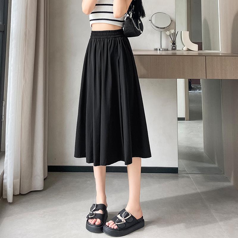 Women's High Waist Wide Leg Pants Loose A Line Skirt Pants Thin Casual Cropped Trousers
