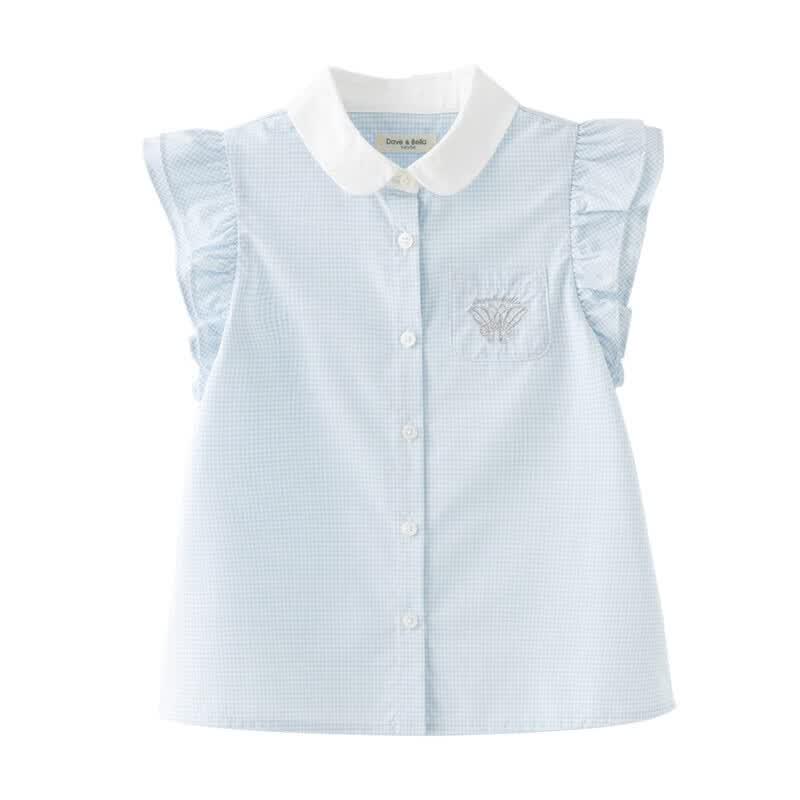 DAVE & BELLA Girls' Embroidered Short Sleeve Shirt