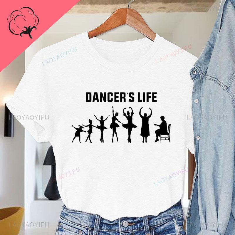 

Футболка с принтом балетного танцора, забавная футболка в стиле Харадзюку, женская одежда, повседневная хлопковая футболка, милая футболка унисекс с коротким рукавом 4XL