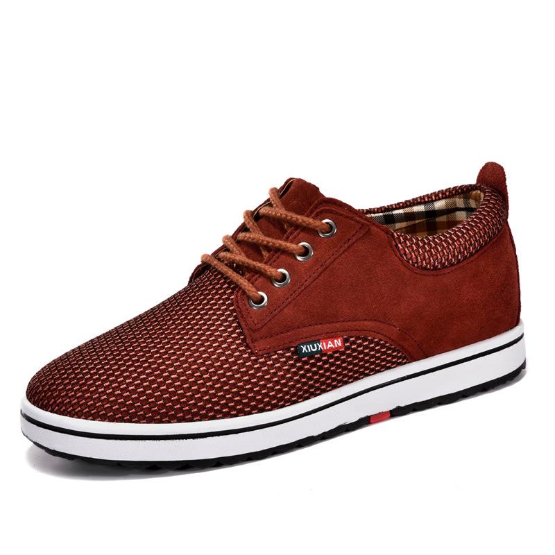 

Summer breathable mesh men s heightening shoes cool invisible inner heightening 6cm casual mesh shoes leather suede tide shoes 44