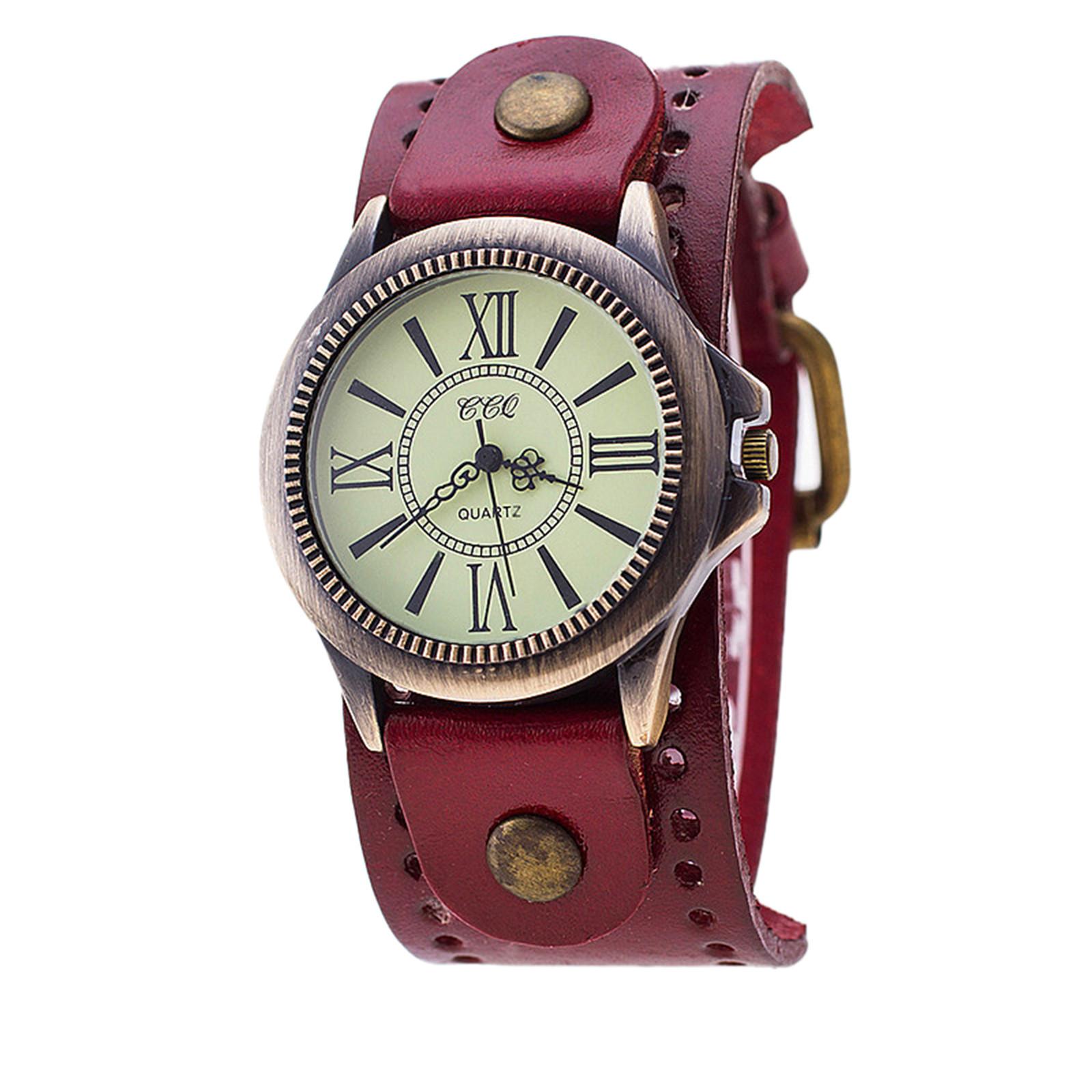 

Панк Ретро Часы из коровьей кожи Римские цифры Кварцевые часы Мужские и женские Повседневные часы Кожаные Винтажные часы Мужские Женские Наручные часы Кварцевые One Size