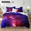 Starry Sky Polyester Duvet Cover Set King Size White Star Colourful Galaxy Starry Space Nebula Abstract Cosmos For Boy Girl Kids