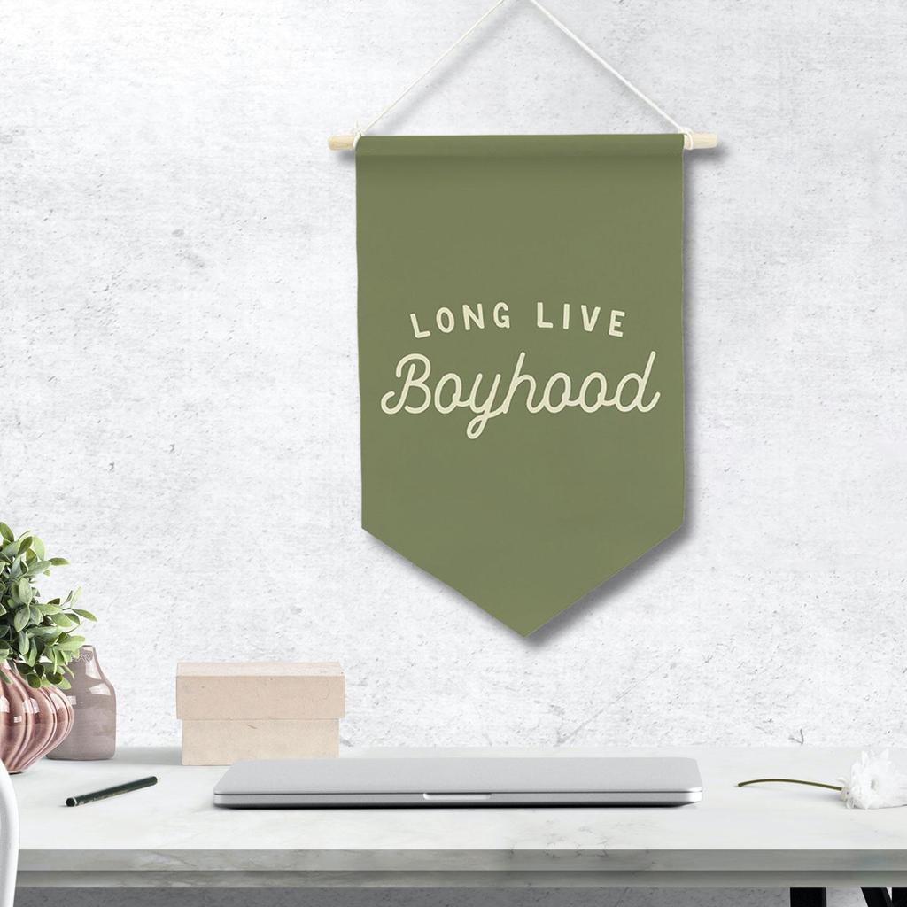 Long Live Boyhood Banner Hanging Ornament Unique Decorative Pennant Banner for Playroom Dorm Party Birthday Gifts Kids Room