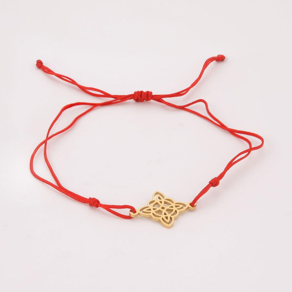 Witch Knot Wax Rope Bracelet Stainless Steel Wicca Amulet Handmade Witchcraft Jewelry Birthday Gift for Women Men