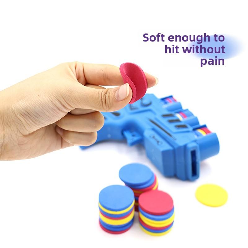 Children's Soft Ejection Flying Disc Gun, Two-person Parent-child Interactive Soft Bullet Shooting, Continuous Fire EVA Radish Gun Toy