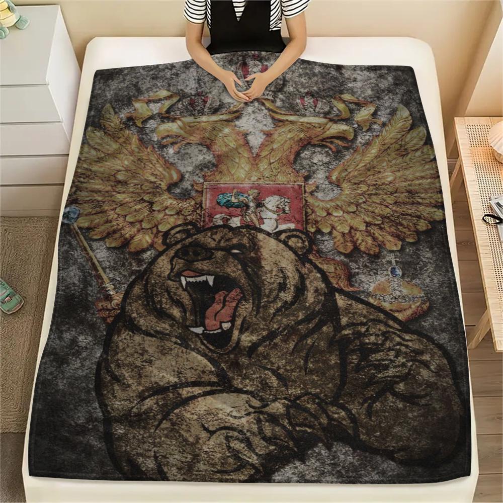 1PC Russian Double Print Flannel Blanket, High quality Comfortable for All Seasons, Home Decor, Warmth and Comfort, Perfect for Christmas Gifts138