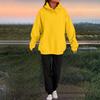 Women's Fashion Casual Solid Color Loose Hooded Sweatshirt Suit