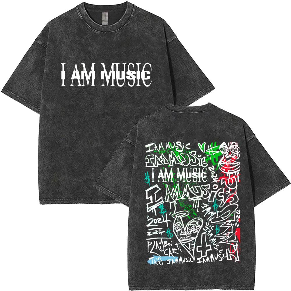 Vintage Gewaschenes Playboi Carti I AM MUSIC Album Merch T-Shirt Herren Damen Hip Hop Mode Übergroße T-Shirts Opium Rap T-Shirts