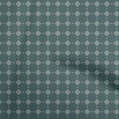 Tela de algodón flexible de color azul verdoso oscuro con motivos geométricos para proyectos de costura y manualidades, estampados de tela por yarda, 40 pulgadas