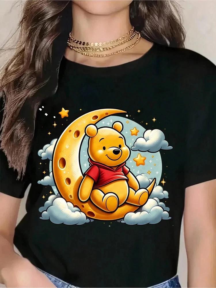Winnie The Pooh Sitting On Moon With Stars TShirt Unisex S