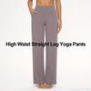 Pantaloni Casual a Vita Alta Gamba Dritta Tasche Ampie Pantaloni Yoga Donna Vestibilità Rilassata Pantaloni Sportivi